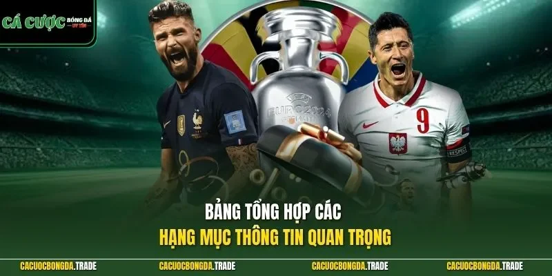 Bảng tổng hợp các hạng mục thông tin quan trọng